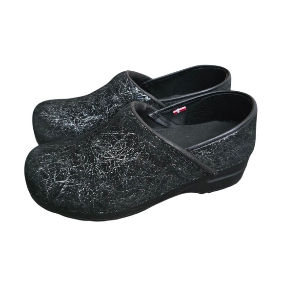 Sanita Clog Shoes Womens Size EU 38 US Size 7 - 7.5 Black Silver Suede - Picture 4 of 9